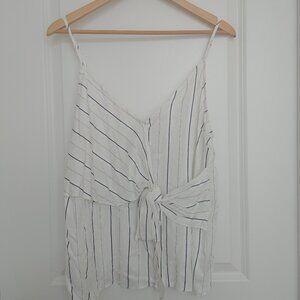NEW WITH TAGS Dex white striped spaghetti strap top with tie Large